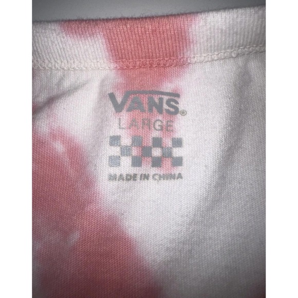 Vans Shirt Womens Large Pink White Tie Dye Skateboard Embroidered Crop Top Tee - Picture 4 of 11